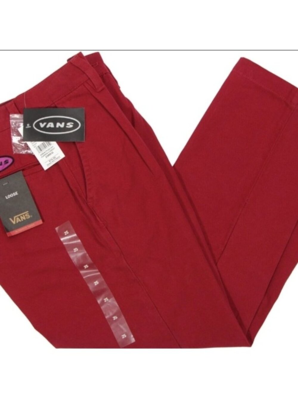 Vans Authentic Knost La Curren Chino Loose Fit Women 25 waist Red Cotton New 042 - Picture 2 of 11